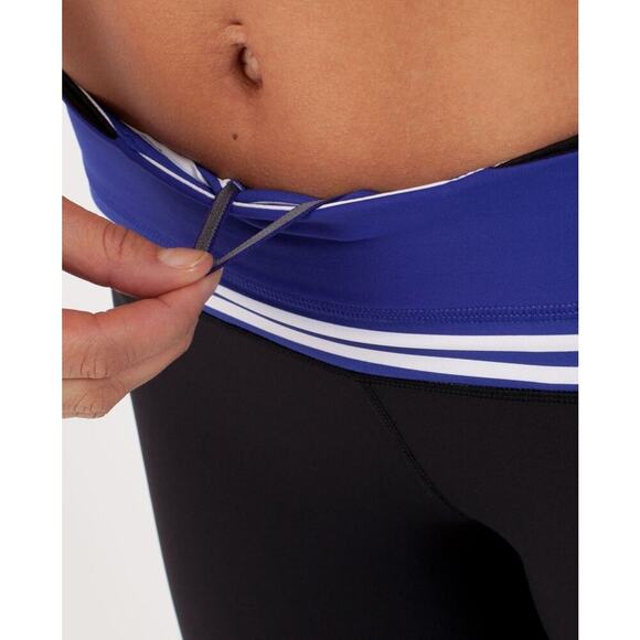 Lululemon Run Inspire Crop Leggings Black & Blue White Narrow Bold Stripes Sz 4 - Picture 10 of 10